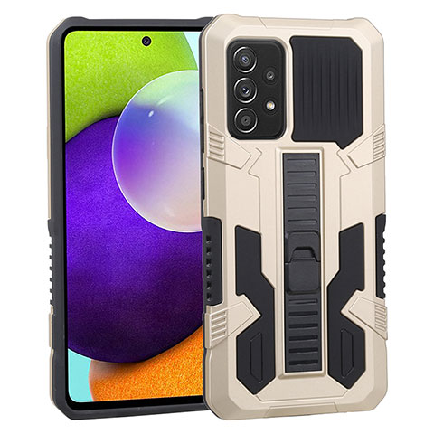 Funda Bumper Silicona y Plastico Mate Carcasa con Soporte ZJ1 para Samsung Galaxy A52 5G Oro