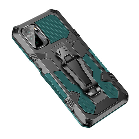 Funda Bumper Silicona y Plastico Mate Carcasa con Soporte ZJ2 para Xiaomi Poco M5S Verde