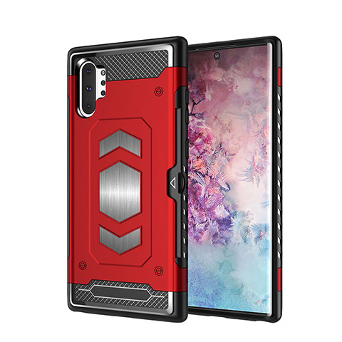 Funda Bumper Silicona y Plastico Mate Carcasa Magnetico para Samsung Galaxy Note 10 Plus Rojo