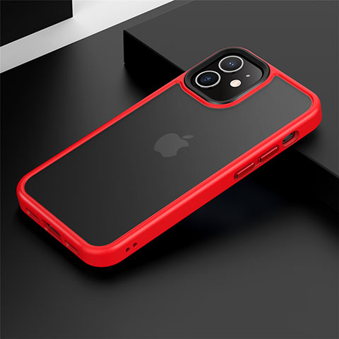 Funda Bumper Silicona y Plastico Mate Carcasa N01 para Apple iPhone 12 Rojo