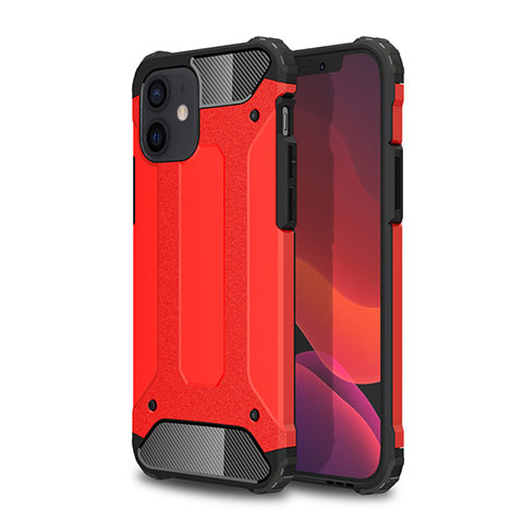 Funda Bumper Silicona y Plastico Mate Carcasa para Apple iPhone 12 Rojo