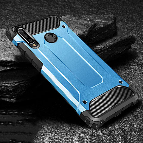 Funda Bumper Silicona y Plastico Mate Carcasa para Huawei Nova 4e Azul