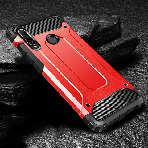 Funda Bumper Silicona y Plastico Mate Carcasa para Huawei Nova 4e Rojo