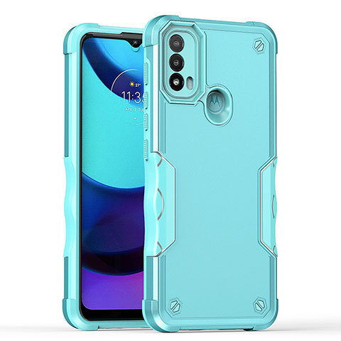 Funda Bumper Silicona y Plastico Mate Carcasa para Motorola Moto E20 Cian