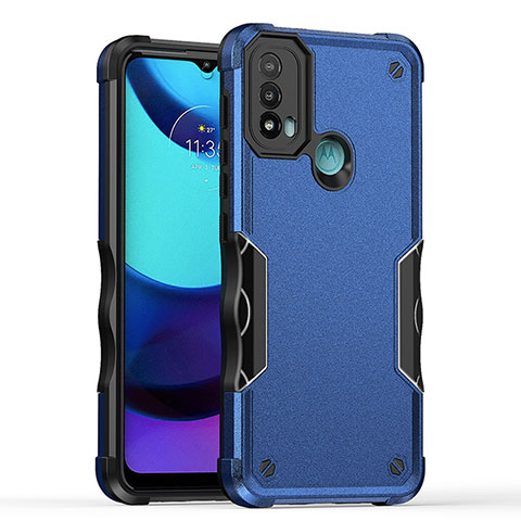 Funda Bumper Silicona y Plastico Mate Carcasa para Motorola Moto E40 Azul