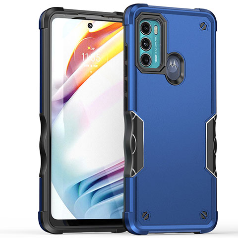 Funda Bumper Silicona y Plastico Mate Carcasa para Motorola Moto Edge 20 Lite 5G Azul