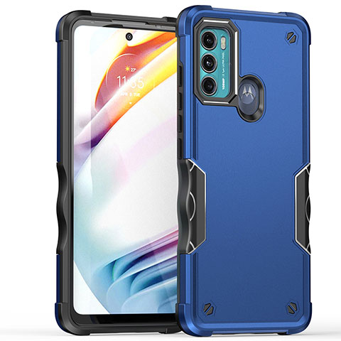 Funda Bumper Silicona y Plastico Mate Carcasa para Motorola Moto G40 Fusion Azul