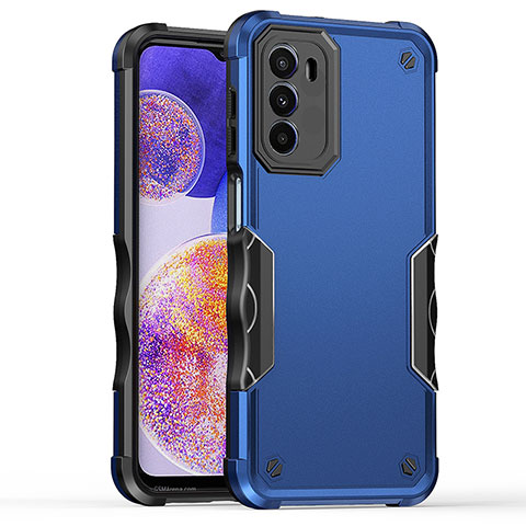 Funda Bumper Silicona y Plastico Mate Carcasa para Motorola Moto G71s 5G Azul