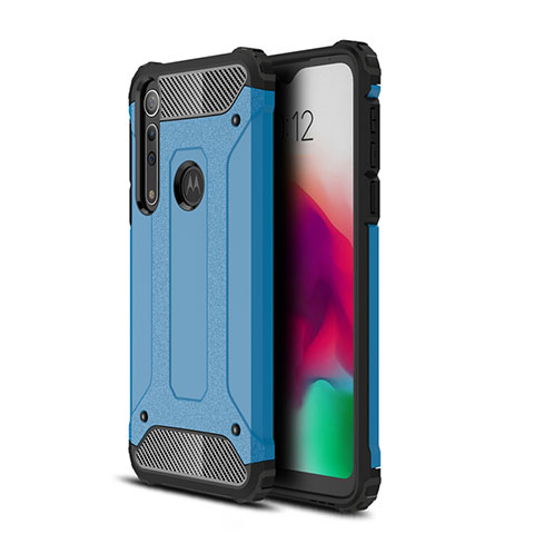 Funda Bumper Silicona y Plastico Mate Carcasa para Motorola Moto G8 Play Azul Cielo