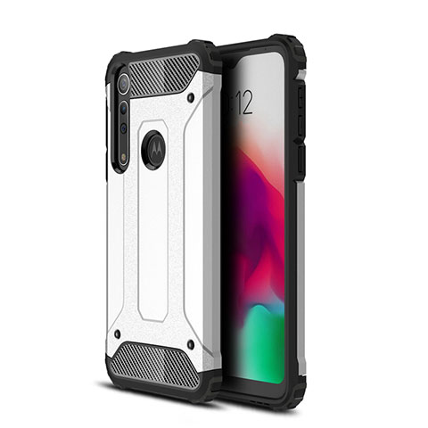 Funda Bumper Silicona y Plastico Mate Carcasa para Motorola Moto G8 Play Plata