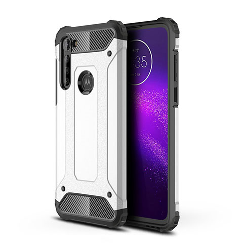 Funda Bumper Silicona y Plastico Mate Carcasa para Motorola Moto G8 Power Plata