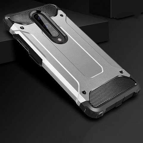 Funda Bumper Silicona y Plastico Mate Carcasa para OnePlus 8 Plata