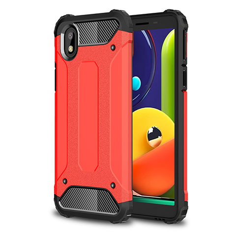 Funda Bumper Silicona y Plastico Mate Carcasa para Samsung Galaxy A01 Core Rojo