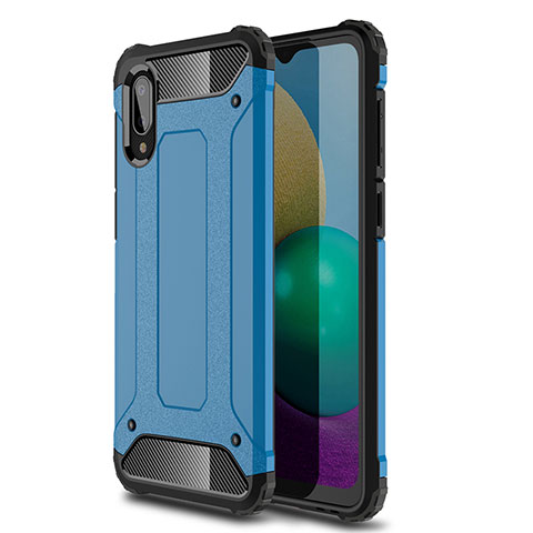 Funda Bumper Silicona y Plastico Mate Carcasa para Samsung Galaxy A02 Azul