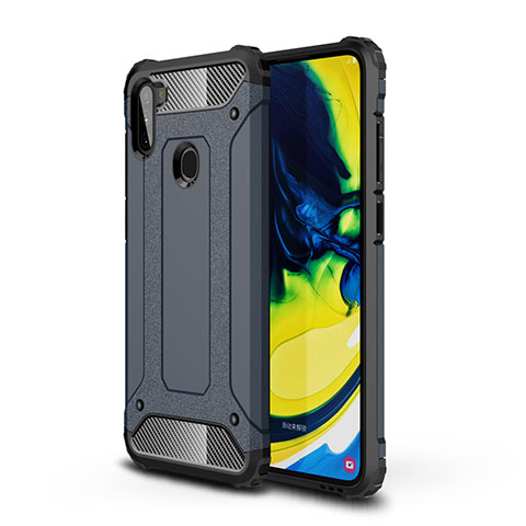 Funda Bumper Silicona y Plastico Mate Carcasa para Samsung Galaxy A11 Azul Real