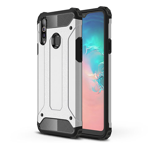 Funda Bumper Silicona y Plastico Mate Carcasa para Samsung Galaxy A20s Plata