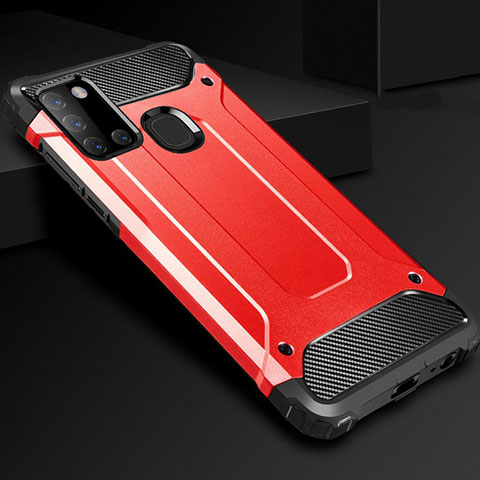 Funda Bumper Silicona y Plastico Mate Carcasa para Samsung Galaxy A21s Rojo