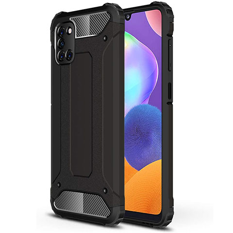 Funda Bumper Silicona y Plastico Mate Carcasa para Samsung Galaxy A31 Negro