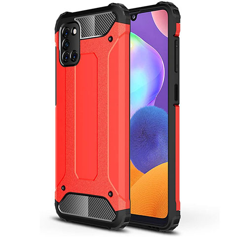 Funda Bumper Silicona y Plastico Mate Carcasa para Samsung Galaxy A31 Rojo