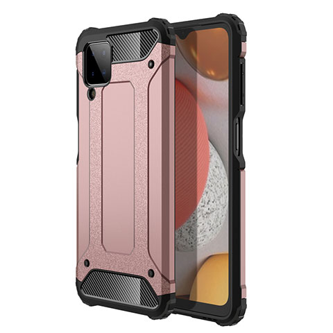 Funda Bumper Silicona y Plastico Mate Carcasa para Samsung Galaxy F12 Oro Rosa