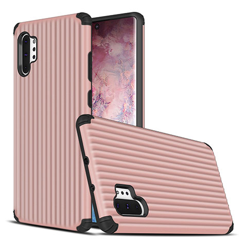 Funda Bumper Silicona y Plastico Mate Carcasa para Samsung Galaxy Note 10 Plus 5G Oro Rosa