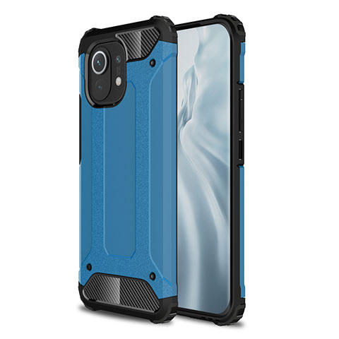 Funda Bumper Silicona y Plastico Mate Carcasa para Xiaomi Mi 11 5G Azul Cielo