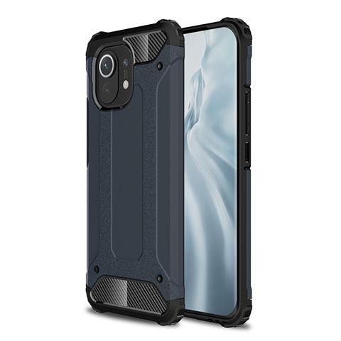 Funda Bumper Silicona y Plastico Mate Carcasa para Xiaomi Mi 11 Lite 4G Azul