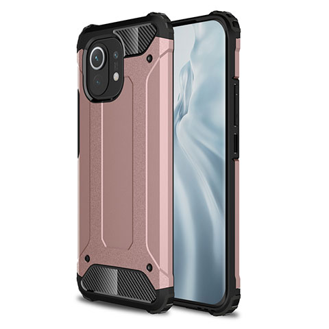 Funda Bumper Silicona y Plastico Mate Carcasa para Xiaomi Mi 11 Lite 5G NE Oro Rosa