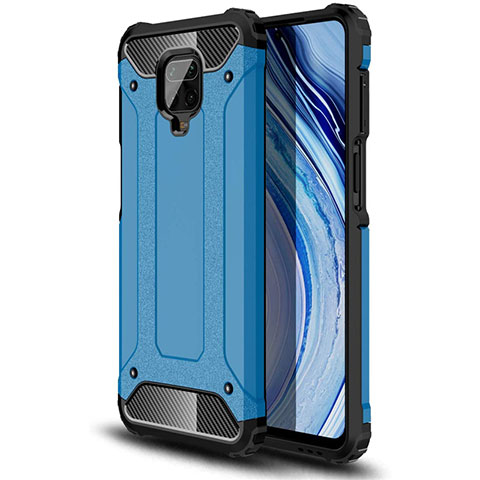 Funda Bumper Silicona y Plastico Mate Carcasa para Xiaomi Redmi Note 9S Azul Cielo