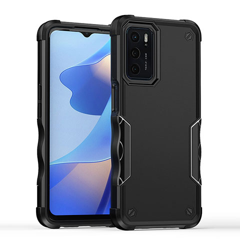 Funda Bumper Silicona y Plastico Mate Carcasa QW1 para Oppo A16 Negro