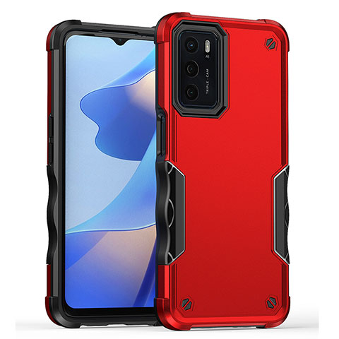 Funda Bumper Silicona y Plastico Mate Carcasa QW1 para Oppo A16 Rojo