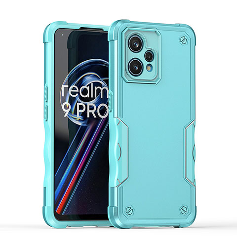 Funda Bumper Silicona y Plastico Mate Carcasa QW1 para Realme 9 Pro+ Plus 5G Azul Claro