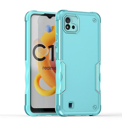 Funda Bumper Silicona y Plastico Mate Carcasa QW1 para Realme C11 (2021) Azul Claro