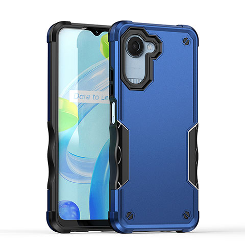 Funda Bumper Silicona y Plastico Mate Carcasa QW1 para Realme C30 Azul