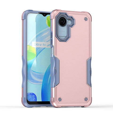 Funda Bumper Silicona y Plastico Mate Carcasa QW1 para Realme C30 Oro Rosa