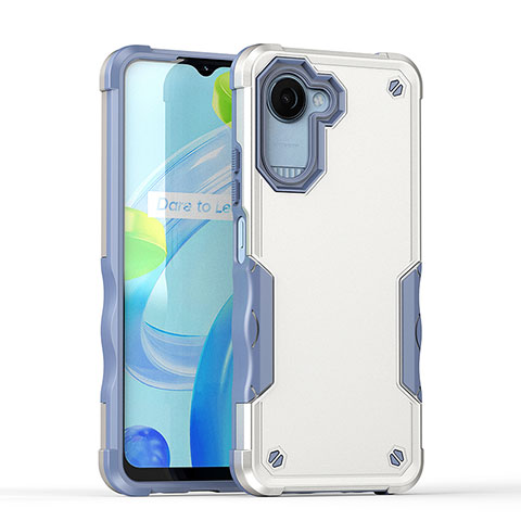 Funda Bumper Silicona y Plastico Mate Carcasa QW1 para Realme C30s Blanco