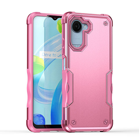 Funda Bumper Silicona y Plastico Mate Carcasa QW1 para Realme C30s Rosa