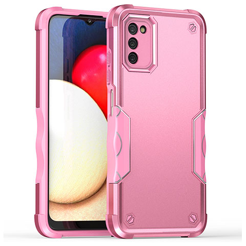 Funda Bumper Silicona y Plastico Mate Carcasa QW1 para Samsung Galaxy F02S SM-E025F Oro Rosa