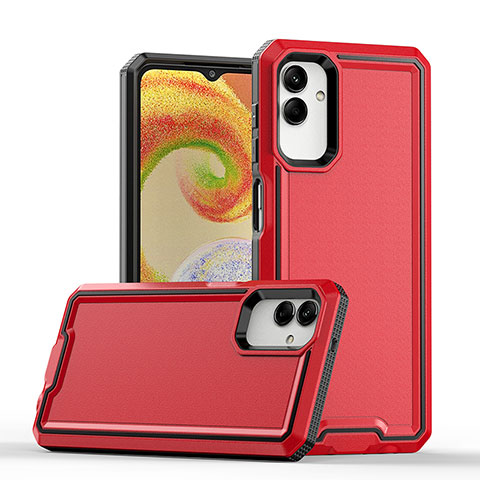 Funda Bumper Silicona y Plastico Mate Carcasa QW1 para Samsung Galaxy F04 Rojo