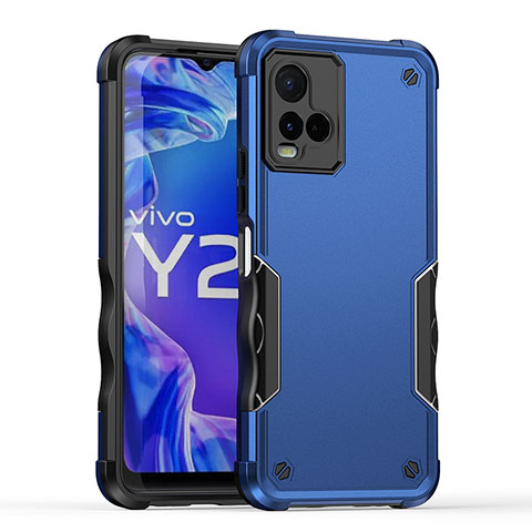 Funda Bumper Silicona y Plastico Mate Carcasa QW1 para Vivo Y21 Azul