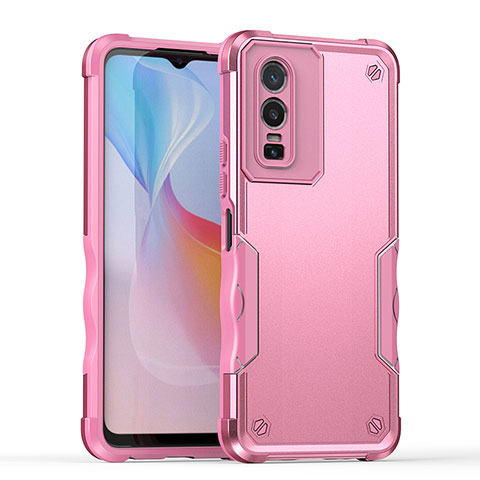 Funda Bumper Silicona y Plastico Mate Carcasa QW1 para Vivo Y76 5G Rosa