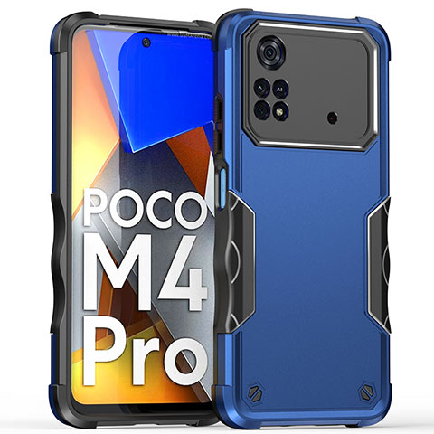 Funda Bumper Silicona y Plastico Mate Carcasa QW1 para Xiaomi Poco M4 Pro 4G Azul