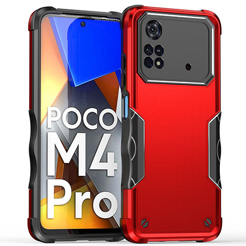 Funda Bumper Silicona y Plastico Mate Carcasa QW1 para Xiaomi Poco M4 Pro 4G Rojo