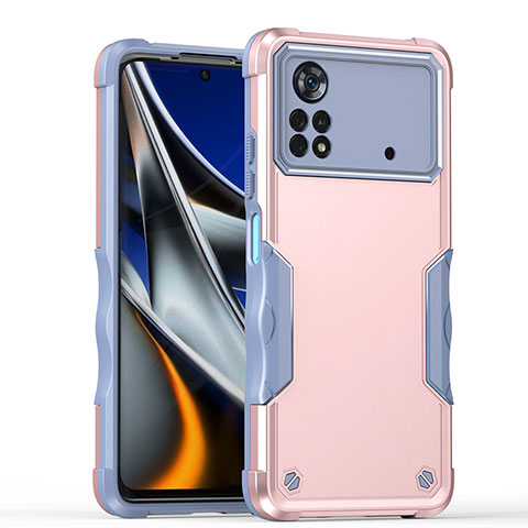 Funda Bumper Silicona y Plastico Mate Carcasa QW1 para Xiaomi Poco X4 Pro 5G Rosa