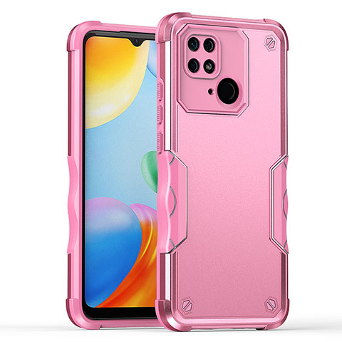 Funda Bumper Silicona y Plastico Mate Carcasa QW1 para Xiaomi Redmi 10 India Rosa