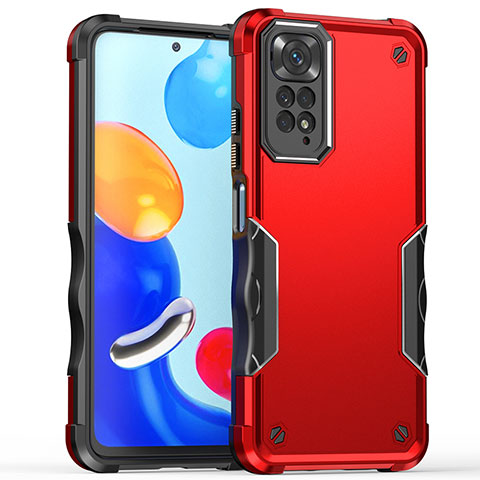 Funda Bumper Silicona y Plastico Mate Carcasa QW1 para Xiaomi Redmi Note 11S 4G Rojo