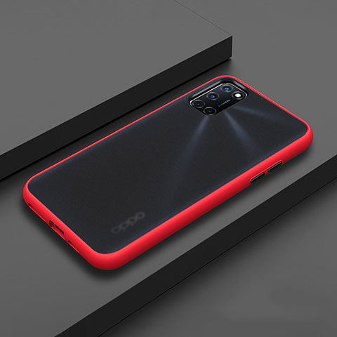 Funda Bumper Silicona y Plastico Mate Carcasa R01 para Oppo A52 Rojo