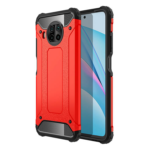 Funda Bumper Silicona y Plastico Mate Carcasa R01 para Xiaomi Mi 10i 5G Rojo