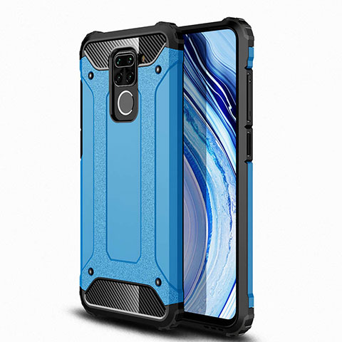 Funda Bumper Silicona y Plastico Mate Carcasa R01 para Xiaomi Redmi Note 9 Azul Cielo