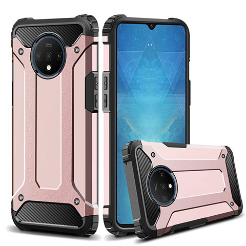 Funda Bumper Silicona y Plastico Mate Carcasa R02 para OnePlus 7T Oro Rosa